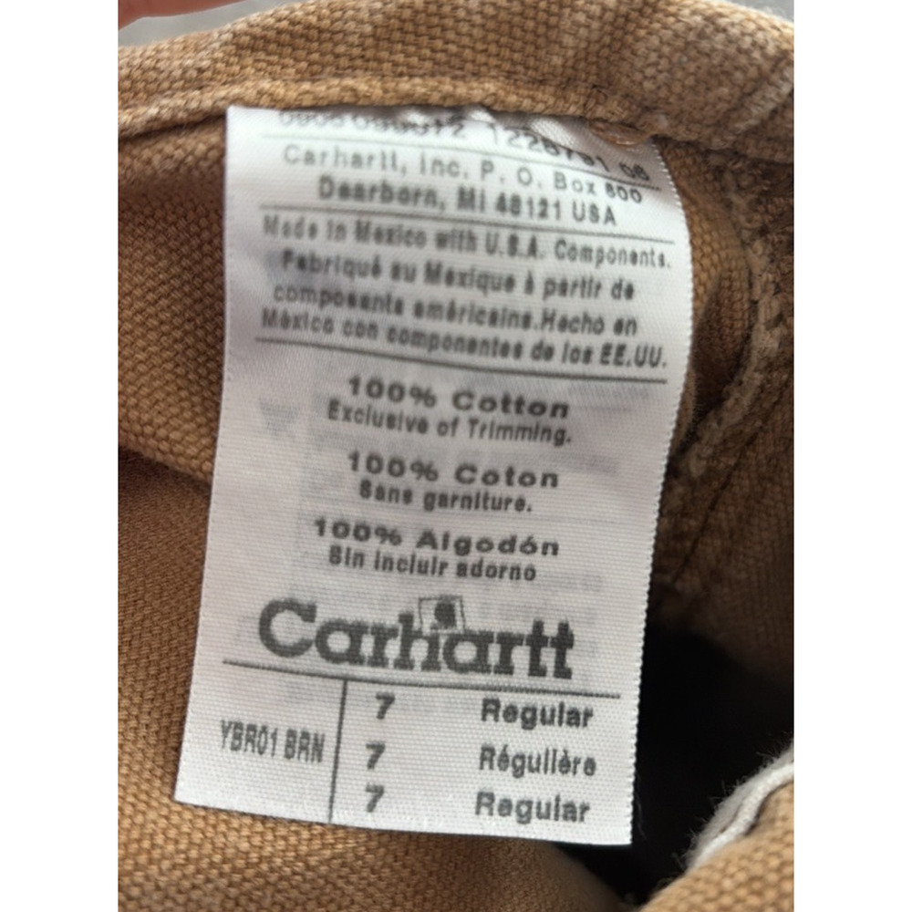 Carhartt Cotton Brown Size 7 KIDS Canvas Bib Overall Double Knee Solid - Picture 4 of 8